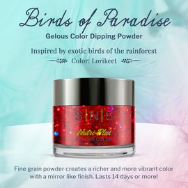 SNS Healthy Natural Nails SNS Nail Dip Powder, Gelous Color Dipping Powder - Lorikeet (Burgundy/Cranberry, Glitter) - Long-Lasting Dip Nail Color Lasts up to 14 days - Low-Odor & No UV Lamp Required - 1 Oz