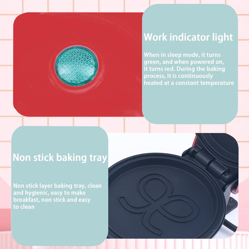 Mini Waffle Maker Machine, Waffle Machine, Heart-Shaped Waffle Maker Machine