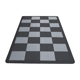 Speedway Garage Floor Mat Kit for Motorcycle, Small, Checkered - Black/Grey
