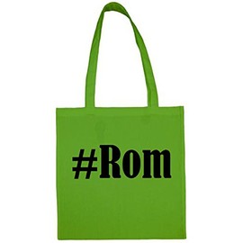 Social Network... # Rom Hashtag Tote Bag School Bag Gym Bag 38 x 42 cm in Pink Blue Green Grey Yellow Red Black White Beige, Green