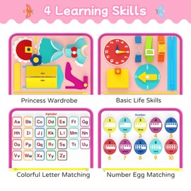 Freebear Busy Board Toddler Travel Toys Sensory Toys for Toddlers 1 2 3 4, Montessori Learning Toys for Toddlers Activities Board, Educational Toys for 3 4 Year Old Boys Girls Gift, Princess