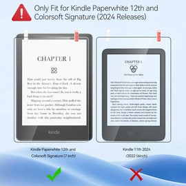 [2 Pack] T Tersely Privacy Anti-Glare Matte Screen Protector for 7" All-New Kindle Paperwhite 12th Generation-2024 or Kindle Colorsoft Signature Edition 2024 7 inch 2024 Released, Premium PET Protective Film, Full-Coverage, Anti Spy