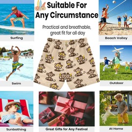 visesunny Funny Monkey Banana Pattern Swim Trunks Boys Toddler Bathing Suits for Kids Swimwear Baby Boy Swimsuit Boys Swim Shorts