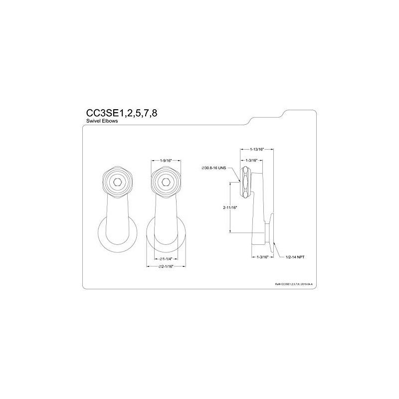 Kingston Brass CC3SE1 Vintage Swivel Elbows, 3-Inch, Polished Chrome