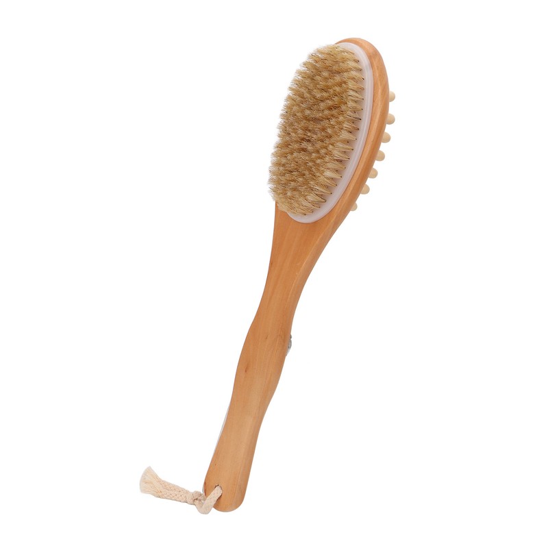 Wood Bath Brush Long Handle Soft Bristle Deep Cleansing Relieve