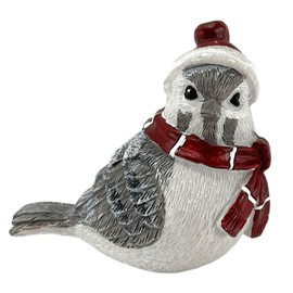 White Breasted Nuthatch Bird with Winter Hat and Scarf Christmas Ornament 2 Inch