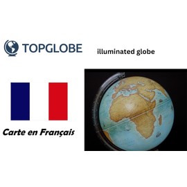 Topglobe TOPGLOBE Illuminated Globe 20cm - French Map - Modern Political Globe - Education / Geography / Office Decoration