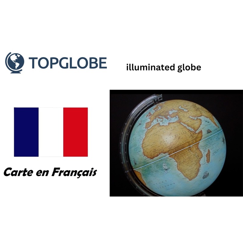 Topglobe TOPGLOBE Illuminated Globe 20cm - French Map - Modern