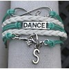 Love Dance Bracelet - White and Teal Braided Multi-Strand Adjustable