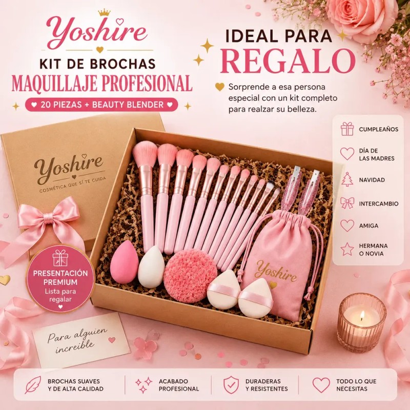 Kit Brochas Maquillaje Profesional 20 Piezas Beauty Blender