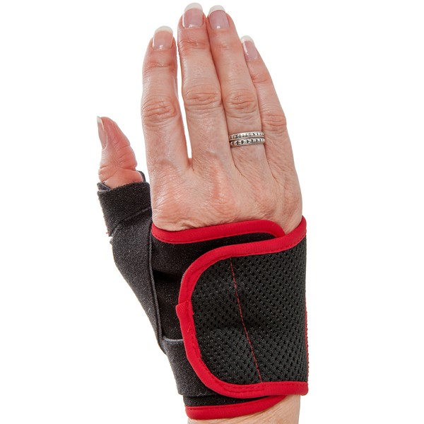 3-Point Products 3pp Design Line Thumb Arthritis Splint, Moderate Support for CMC Thumb Pain, Red Trim - Left/Small