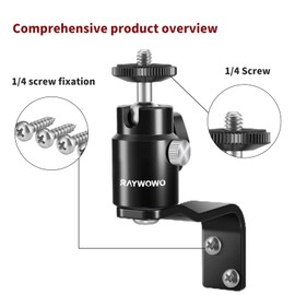 RAYWOWO E Shape Adjustable Metal Camera Wall Mount,Speaker Wall Mount, with 1/4" Screw, 5/8" Stud, Indoor/Outdoor Mounting for Camera & Monitor & CCTV & Speaker & VR Base Station