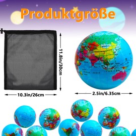 Cptoion Pack of 24 Stress Ball Globe Small, 6.35 cm Anti-Stress Ball World Stress Balls, Soft Globe Foam Stress Ball Toy for Children Adults Finger Exercises School Party Gifts