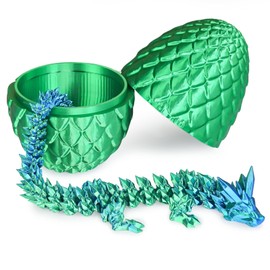 Surprise Dragon Egg with Dragon Inside – Gifts for Kids and Adults, 3D Printed Fidget Toy, Ideal for Christmas, Easter, Birthdays, Fun Desk Décor and Stress Relief(Christams Green, Medium)