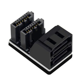 Cablecc Dual SATA 7Pin Female to 90 Degree Angled 7Pin Male Vertical Adapter Low Profile for Desktops SSD HDD Mainboard Motherboard
