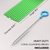 10 Long Reusable Hard Green Plastic Drinking Straws, Medium Width
