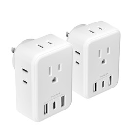 BN-LINK BN-LINK Multi Plug Outlet Extender 2 Pack, Outlet Splitter with 4 Outlet and 3 USB Ports (1 USB C), 4-Sided Multiple Plug Expander for Travel Kitchen Dorm Room Cruise Ship Essentials, White