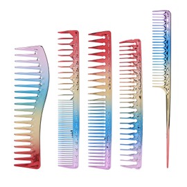 5pcs Space Aluminum Colorful Gradient Haircut Comb Salon Hairdressing Comb Styling Tool