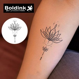 Boldink Temporary Tattoos, semi permanent tattoos, 15-day long lasting tattoo sticker, waterproof and anti-reflective, unique design（Lotus 2）