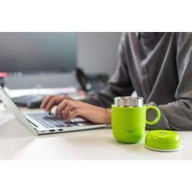 DrinkPod LGB-280G Pioneer Stainless Steel Vacuum Insulated Leak-Proof Drinkpod Capsule Flask 6 Hours Hot 24 Hours Cold, Green, 0.28 Litre