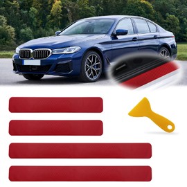 4PCS Car Door Sill Protector, Carbon Fiber Sport Threshold Anti-Scratch Sticker Door Edge Protection Decorate, Self-Adhesive Carbon Fiber Tape Protectors, Welcome Pedal Protect