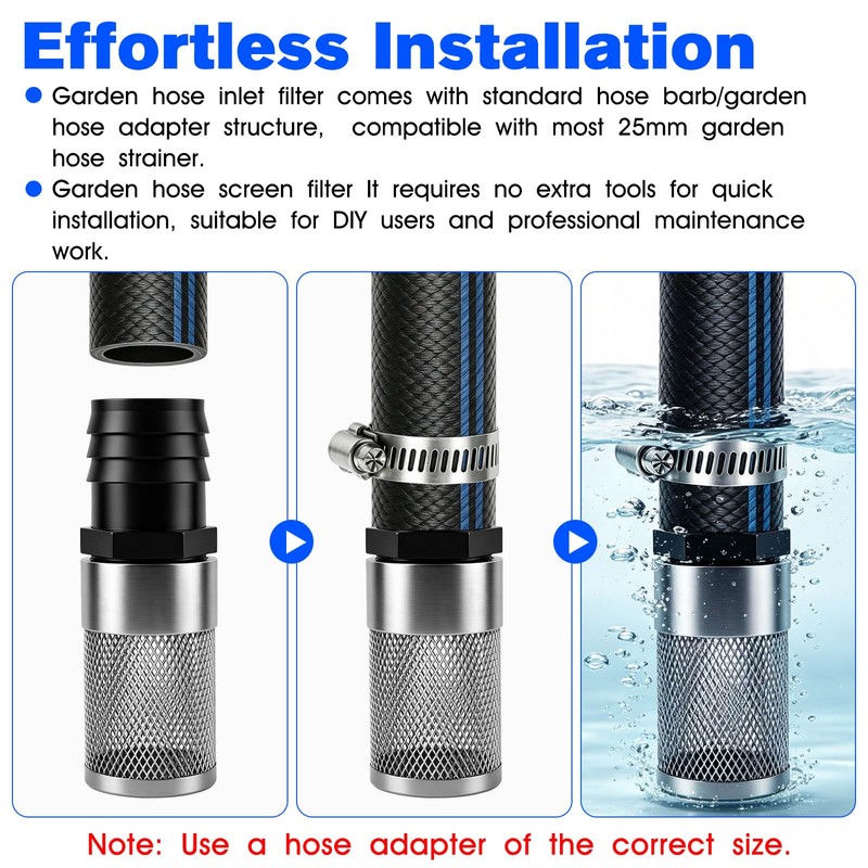 GYQ Garden Hose Filter Adapter 25MM Inlet Suction Strainer Mesh