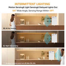 OMIKA COB Motion Sensor Light Strip Indoor, 6.56ft 640LEDs 2700K Warm White 1500mAh Rechargeable Closet Light, Cuttable Self Adhesive LED Lights for Bedroom, Cabinet, Shelves, Pantry, Stairs