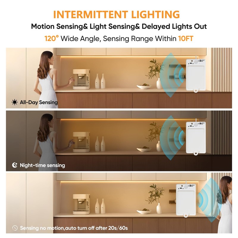 OMIKA COB Motion Sensor Light Strip Indoor, 6.56ft 640LEDs 2700K