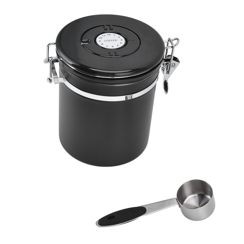 Airtight Coffee Canister Storage Jar Date Tracker CO2 Release Valve