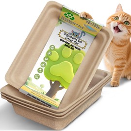 Disposable Cat Litter Box Leak-Proof: 4-Pack Use Standalone or as Liner Sustainable for Indoor/Travel