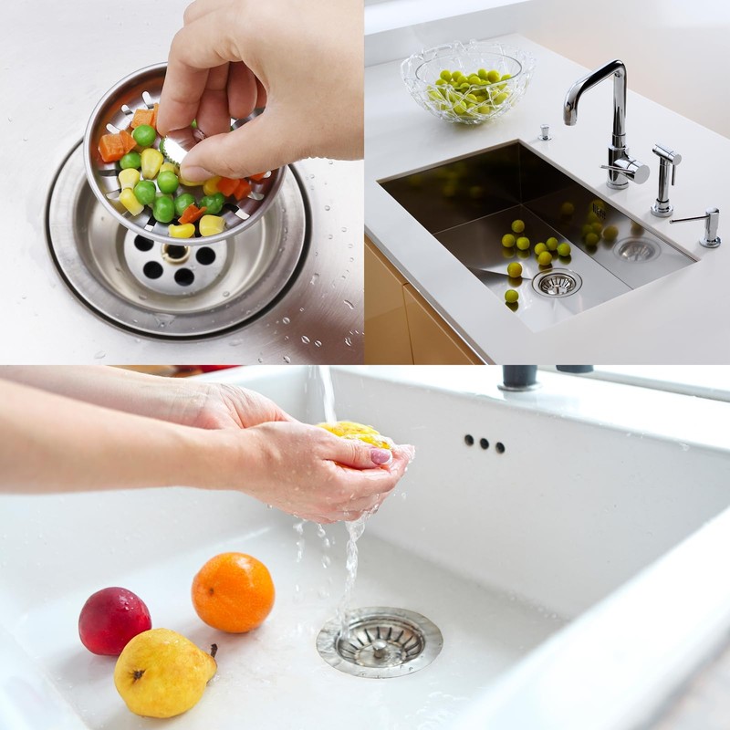 GGTTNRT 2 Pack Kitchen Sink Strainer, Sink Plug Replacement, Stainless