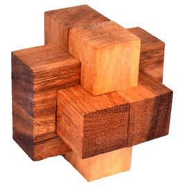 Teufelsknoten medium, Notec Cube medium Knobelholz Puzzle nur 6 Teile, Urknoten, Holzknoten Puzzle, Holzpuzzle, IQ Puzzle, Tischlerknoten, Zimmermannsknoten, Puzzle, Knobelspiel, Interlock