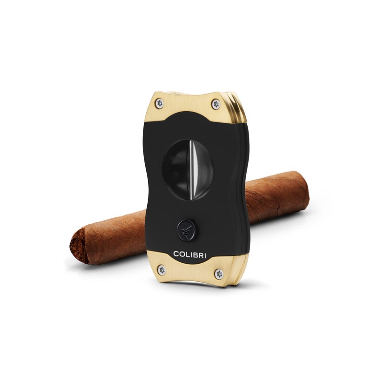 Colibri V-Cut Cigar Cutter | Black with Gold Accents |