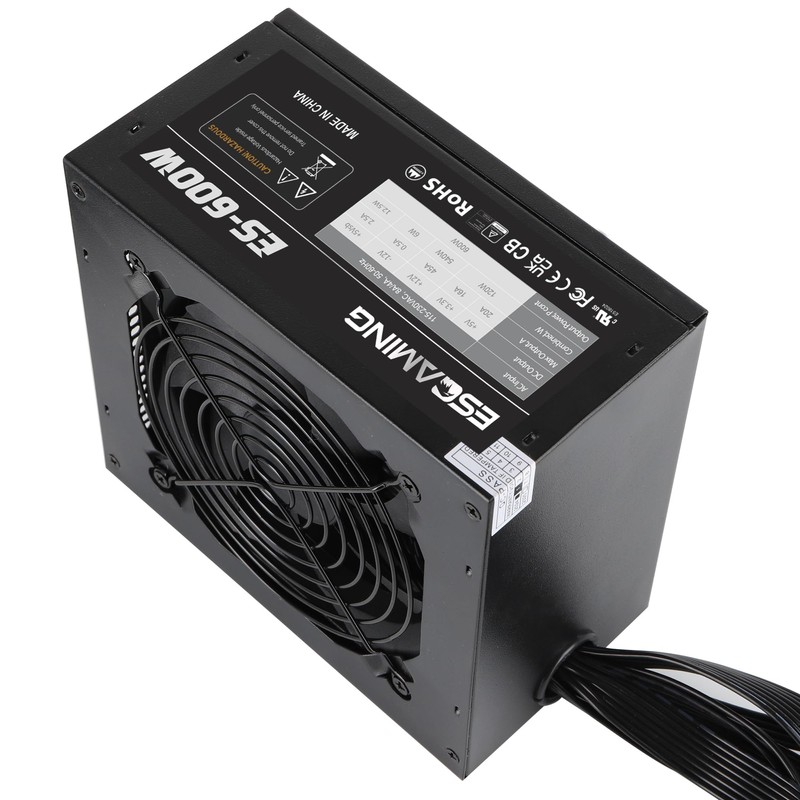 600W ATX Power Supply PSU, ESGAMING with 120mm Ultra Quiet
