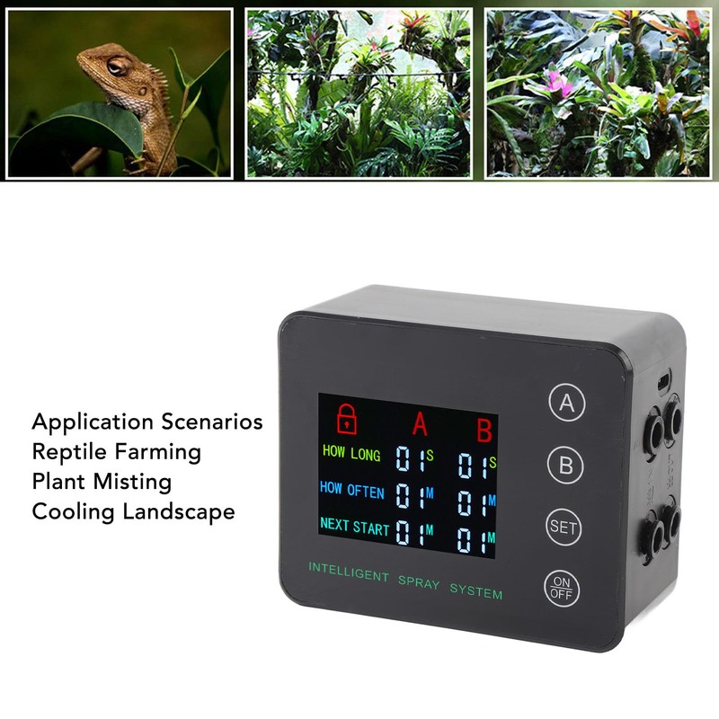 Reptile Humidifiers, Automatic Misting System Double Pump Smart Color Screen