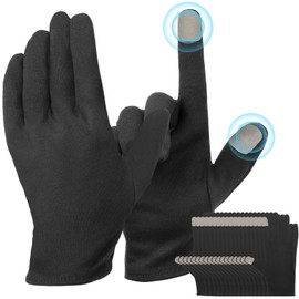 ENPOINT Touch Screen Gloves, Black Cotton Gloves for Dry Hands Sleeping, Black Gloves Men and Women Moisturizing Gloves, Black Work Gloves for Coin Handling, Jewelry, Photography, 5 Pairs Extra Large