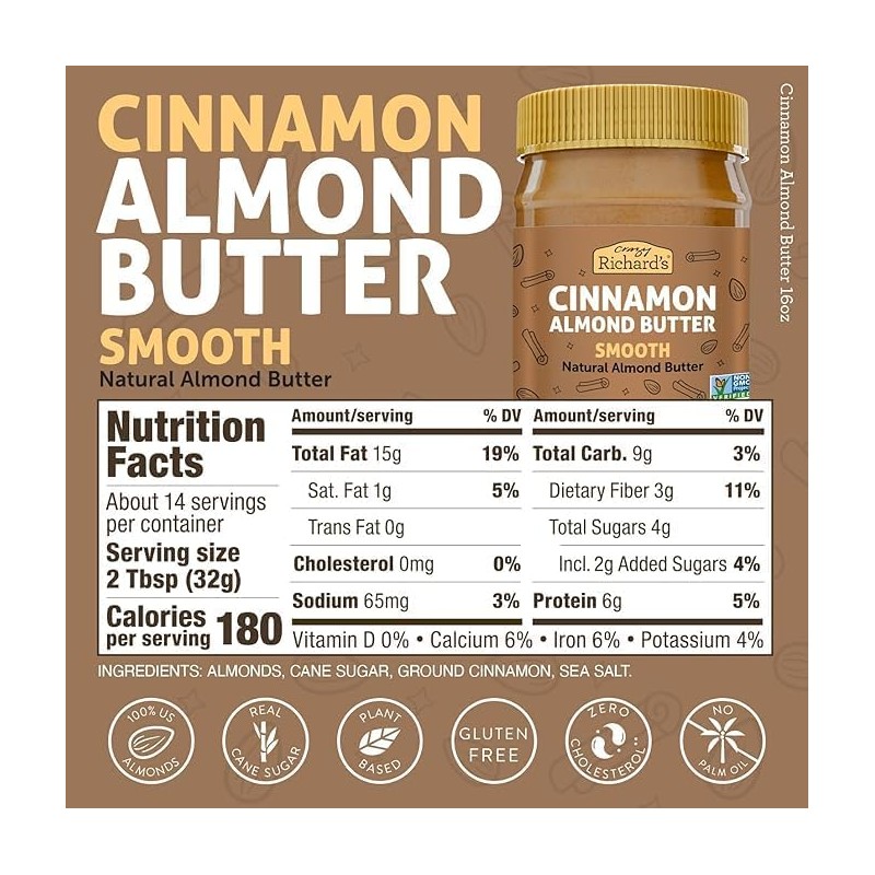 Crazy Richard's 100% All-Natural Creamy Dry Roasted Almond Butter with