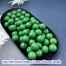 Silicone Beads, 60pcs 15mm Silicone Beads for Keychain Making Bulk Round Silicone Beads Rubber Loose Craft Beads for Bracelet Necklace Earring Jewelry DIY Crafts Making(Christmas)