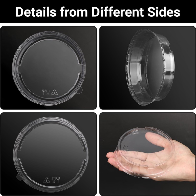 Beasea Aluminum Foil Cups Plastic Lids, 100pcs 4.7 Inch Disposable