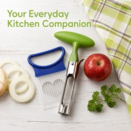 Onion Holder Apple Corer 2Pc Stainless Steel Kitchen Prep Tool