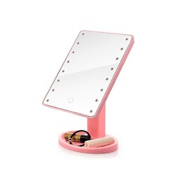 Aleissi | Espejo con Luz Led para Maquillaje con Base Rotacion 360° Rosa