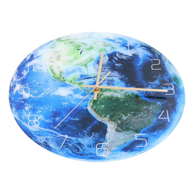 Earth Wall Clock Acrylic Silent Movement Accurate Cutting Stable Non