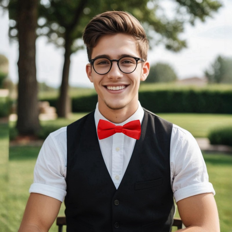 Generic Classic Pre-tied Bow Tie Adjustable Length Satin Bowtie for