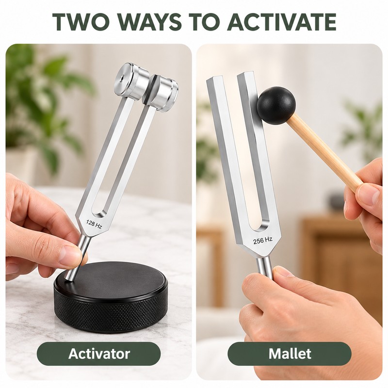 Tuning Fork Set for Sound Practice – 4 Frequencies with