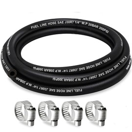 HOUSUN Fuel Line 1/4 Inch ID, Fuel Hose 5FT, J30R7 Fuel Line Hose NBR with 4 Clamps.