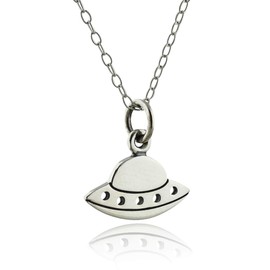 FashionJunkie4Life Sterling Silver UFO Necklace, 18" Cable Chain | Gifts for Men & Women | Birthday Gift for Men and Women