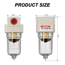 AIRZOE 1/4" NPT Air Dryer for Compressor - Air Compressor Water Separator AF2000-02, Manual Drain,5 Micron Brass Element, Poly Bowl