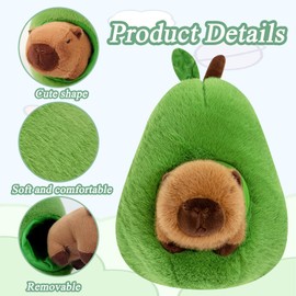Capybara Cuddly Toy, Capybara Cushion, 35 cm Avocado Cuddly Toy, Comfortable Feel, Removable Headgear, Home Decoration, Children's Birthday Gift