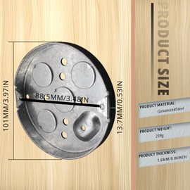 AIRTAK 3-Pack 4" Galvanized Steel Pancake Boxes,1/2" Deep Shallow Electrical Outlet Boxes with Bottom Knockouts, UL Listed for Light Fixtures (Round Metal Junction Boxes)