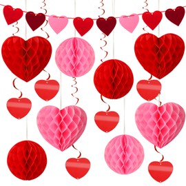 SEPGLITTER Valentine's Day Decoration, 15 Pieces Heart Decoration Wedding Decoration Red Rose Heart Decoration Valentine's Day Mother's Day Wedding Engagement Anniversary